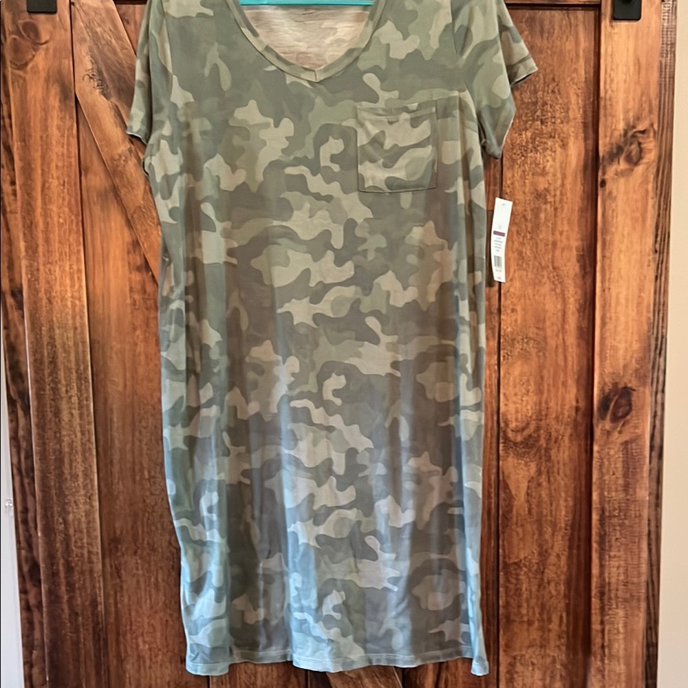 New Directions Camouflage Dress - Green and Gray